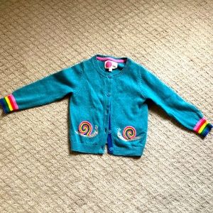 Mini Boden rainbow snail detail cardigan